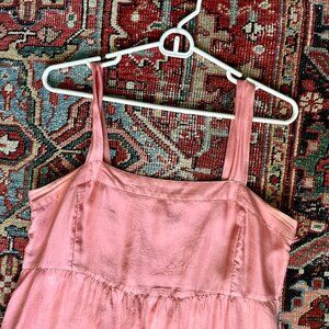 Eileen Fisher light pink 100% silk tiered maxi dress PM